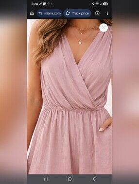 Sleeveless V-Neck Pink Wrap Waist Dress Romper
